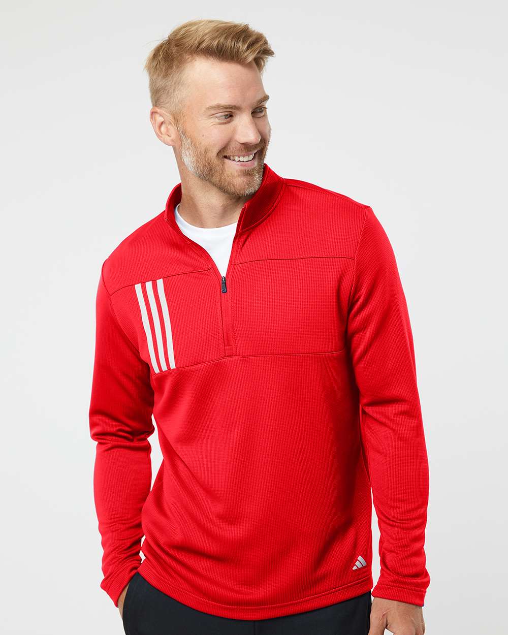 Adidas 3 Stripes Double Knit Quarter Zip Pullover A482 COEA