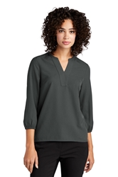 MERCER+METTLE Womens Stretch Crepe 3/4-Sleeve Blouse 