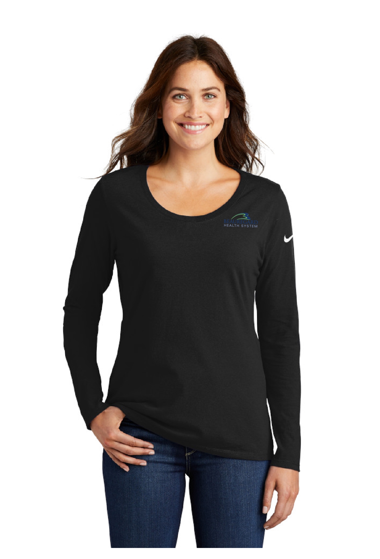 Nike Ladies Core Cotton Long Sleeve Scoop Neck Tee